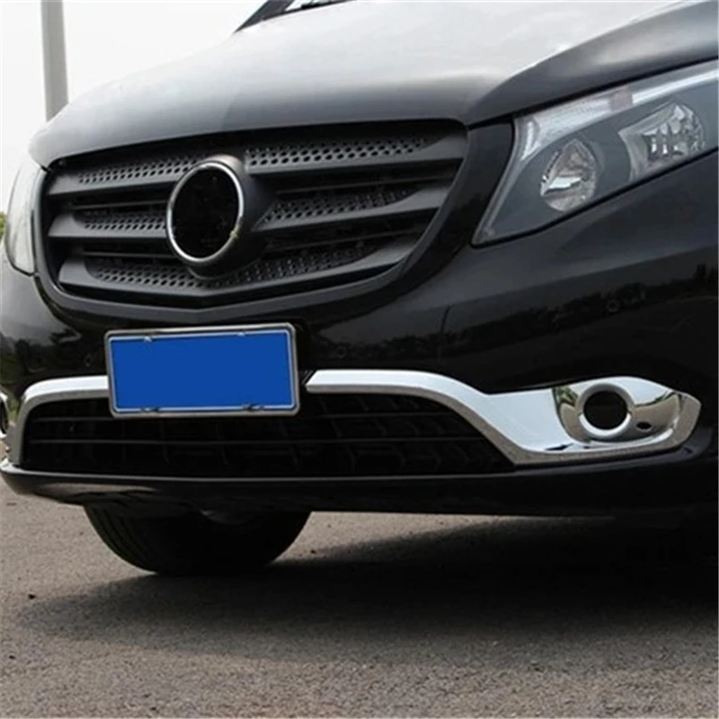 WELKINRY For Benz Vito W447 3rd Generation 2016-2023 EQV E-Vito Valente Metris Front Car Head Bumper Grille Fog Lamp Light Trim