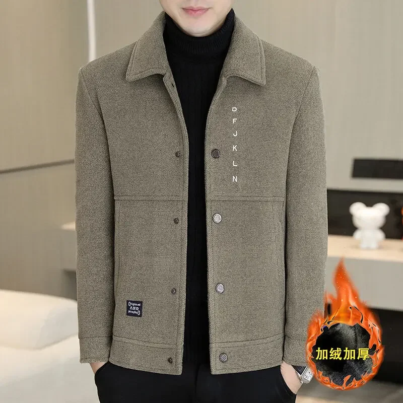 

Korean Casual Men's Woolen Jackets Autumn Winter Thick Warm Wool Blended Coats Casual Business Streetwear Lapel Social Overcoat