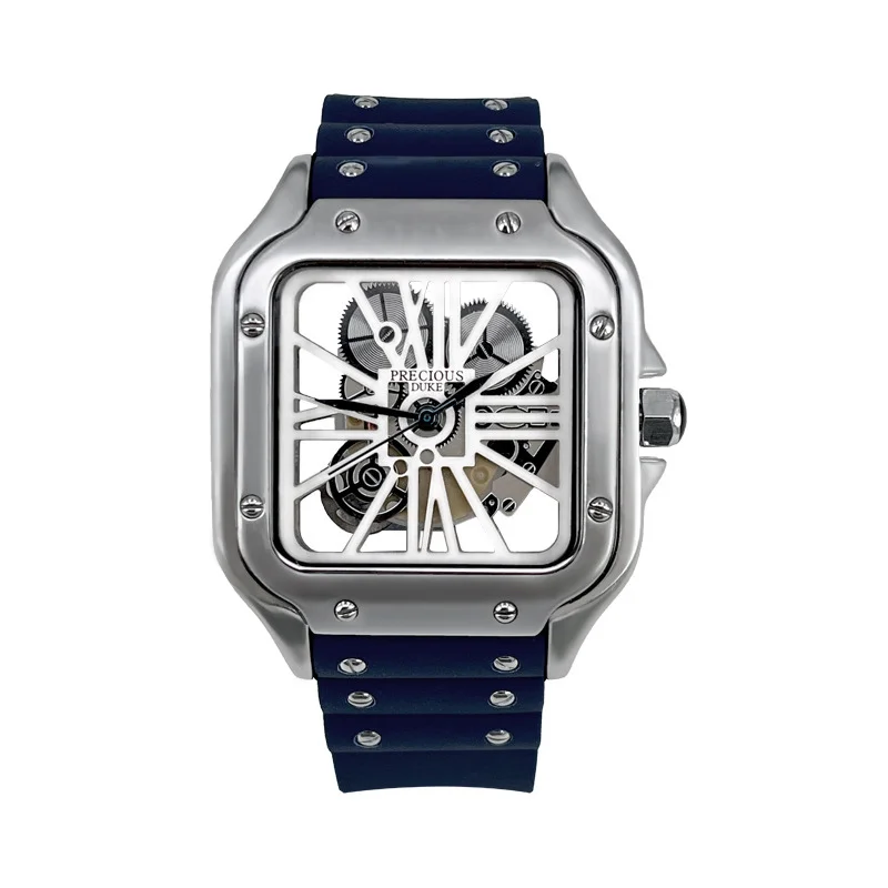 Quartz Watch for Man Hollow Sandus Series with Miyota Movement 37.5mm Width 10mm Thickness PU Strap Waterproof 30 Meters