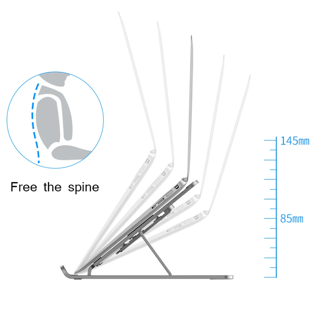노트북 스탠드, 조정 가능한 알루미늄 합금 노트북 스탠드, 노트북 액세서리와 호환 가능, 맥북 냉각 휴대용 노트북 홀더