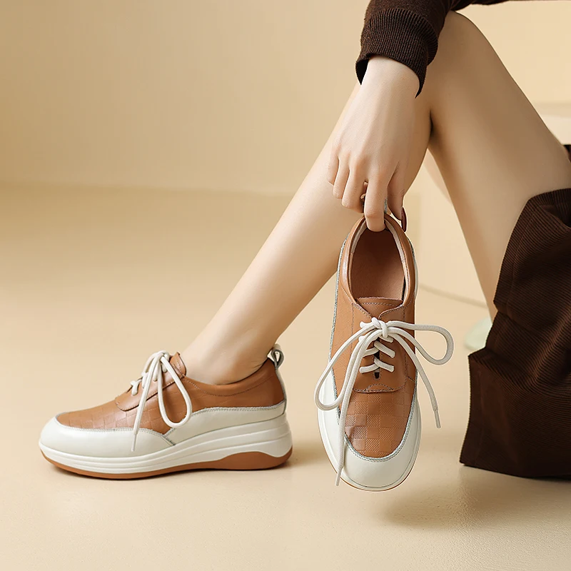 

Handmade Genuine Leather Fashion Flats Women Sneakers Travel Casual Shoes Comfort Soft Sport Shoes