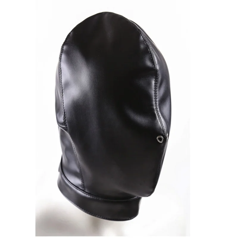 ロールプレイコスチュームヘッドカバーユニセックス女性メンズコスプレフェイスマスクハロウィンセクシーなPUレザー巾着フルマスクフード