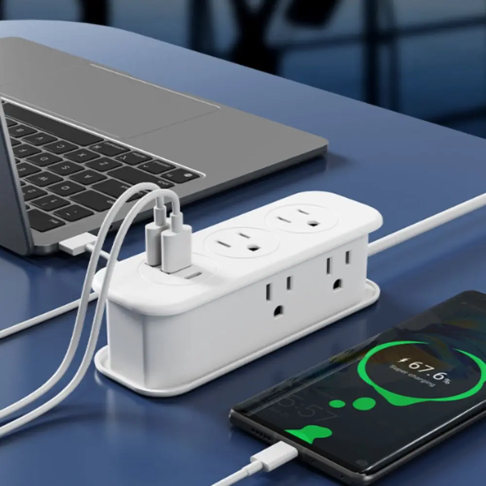 21 Holes Travel Power Strip 7 Outlet 3-Pin Plug Multi Socket Extension Cord Flame-Retardant Material 2-Pin Plug Extension Cord