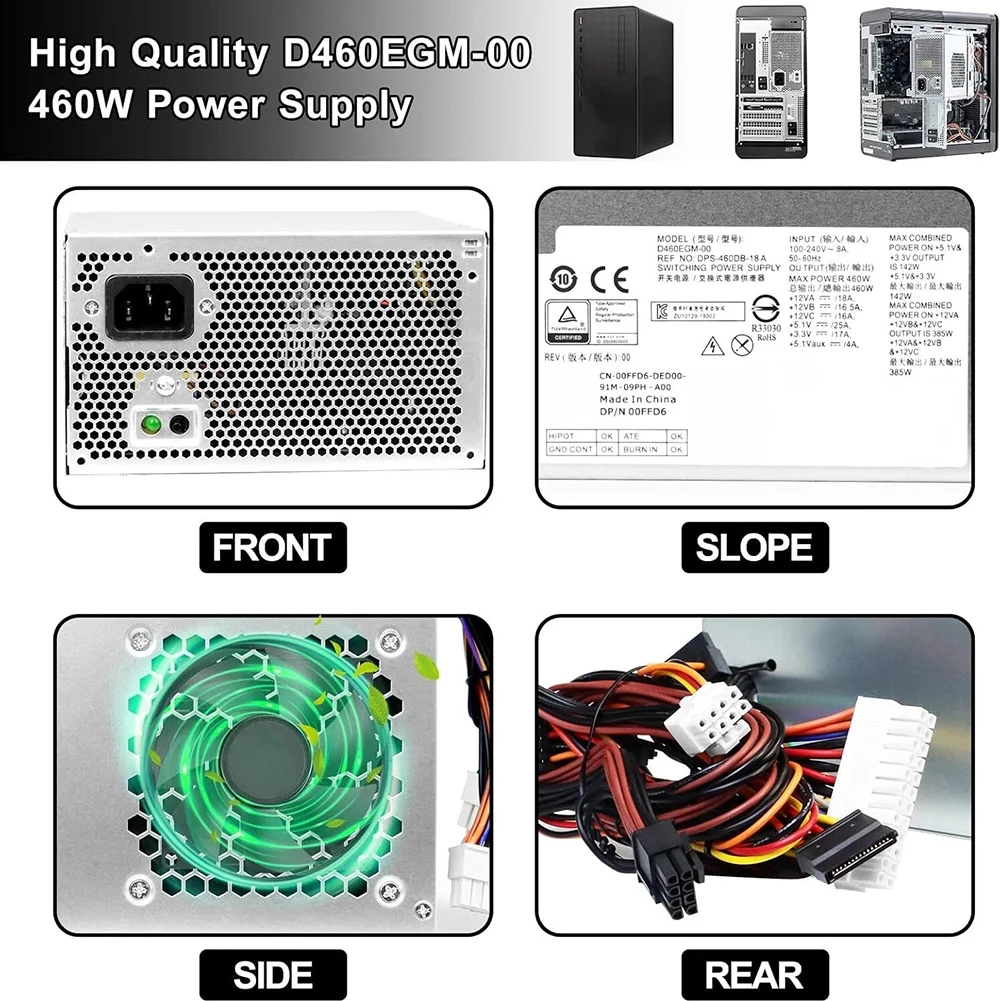 

HU460AM-01 Part D460EGM-00 PSU Reliable Power Supply For Workstations Overvoltage Protection Short Circuit Protection