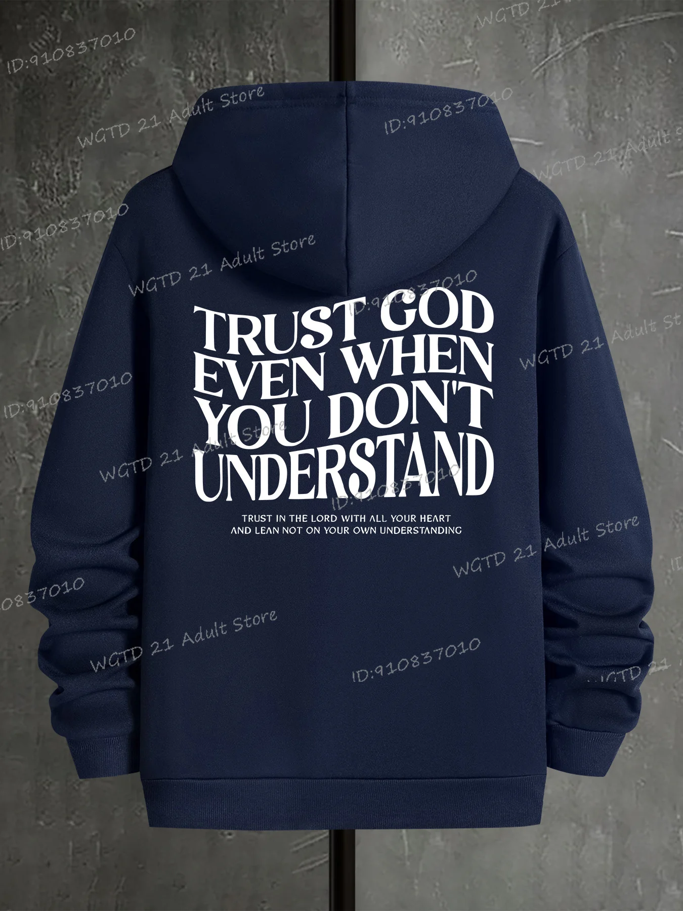 ثق بالله حتى عندما لا تفهم طباعة هوديس الرجال المسيحية يسوع آيات الكتاب المقدس نمط الذكور الشارع الشهير هودي #1