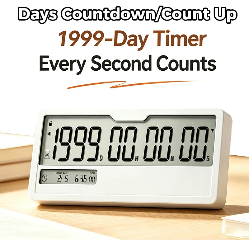 Digital Countdown Days Timer with Stand Calendar Timer Reminder Electric Countdown Desk Clocks for Home Office Desktop Decor