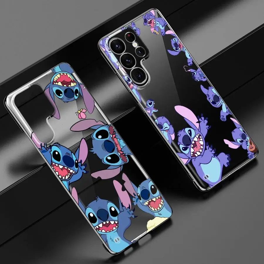 Disney Stitch Merry Christmas Phone Case for Samsung Galaxy S20 FE S21 S23 S24 S22 Ultra S22 S23 FE Plus Transparent funda