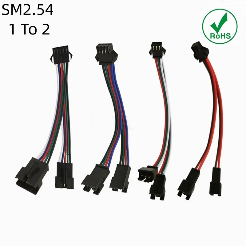 2Pcs SM2.54 2.54mm Aircraft Terminal 1 to 2 Splitter 2/3/4/5/6P 15/30CM Terminal Cable