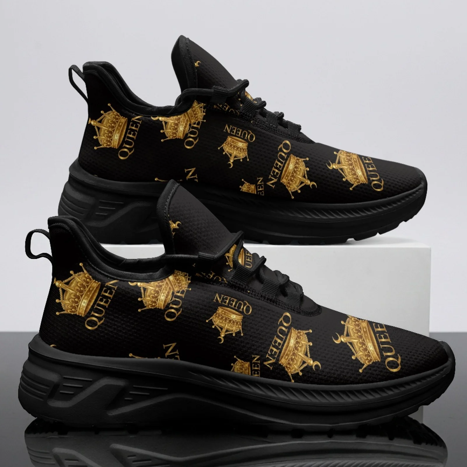 PENSTROLL Golden Queen Crown Casual Athletic Footwear, Walking Sport Shoes for Men, Slip on Breathable Non Slip Sneakers