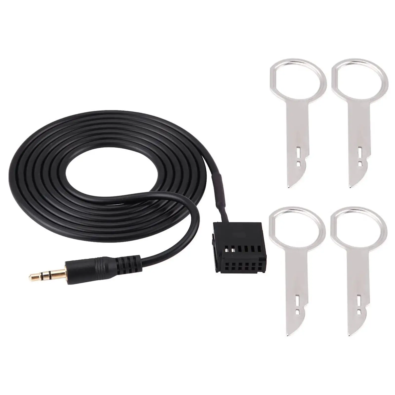 Vehicle Aux Cable Adapter 150cm with 4 Removal Keys Car Radio Interface for Ford Fiesta 2005 Mondeo 2006 Focus 2004
