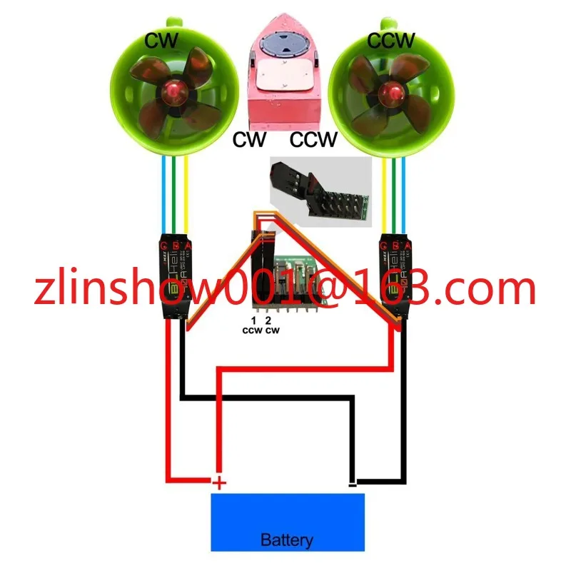 Motor sin escobillas subacuático de 1000kV en sentido horario con hélices de 4 cuchillas, 12-24V, Motor de accionamiento eléctrico impermeable para barco de cebo