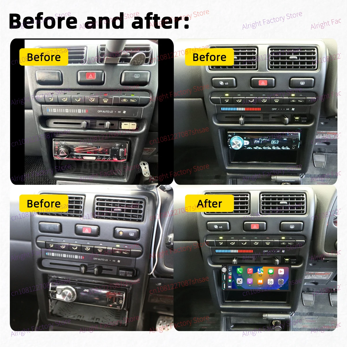 Carplay Autoradio Layar 6.86 inci 1Din Radio Android Multimedia Mobil untuk Toyota Starlet 1989-1996 Stereo Head Unit GPS BT Navigasi