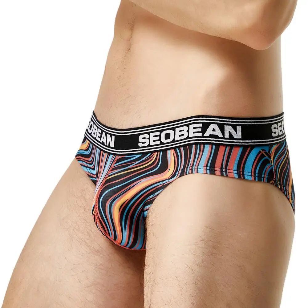 2022 SEOBEAN Sexy Men\'s Underwear Bikini briefs Low-rise Male Underpants Printed Pattern Underwear Fashion Men Briefs