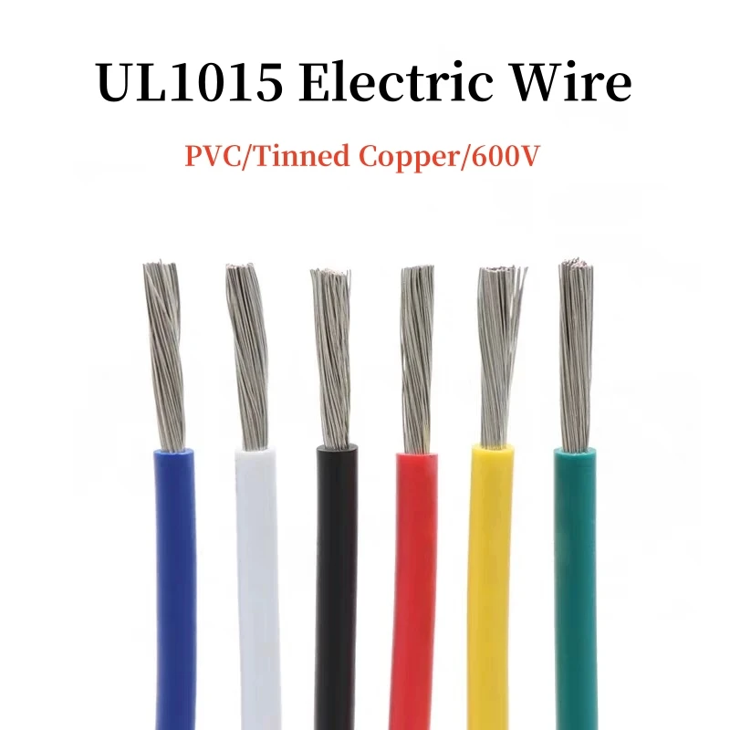 1M/5M UL1015 Electric Wire 8AWG-24AWG Lamp Lighting Copper Cable PVC Insulated LED DIY Line 600V Multicolor