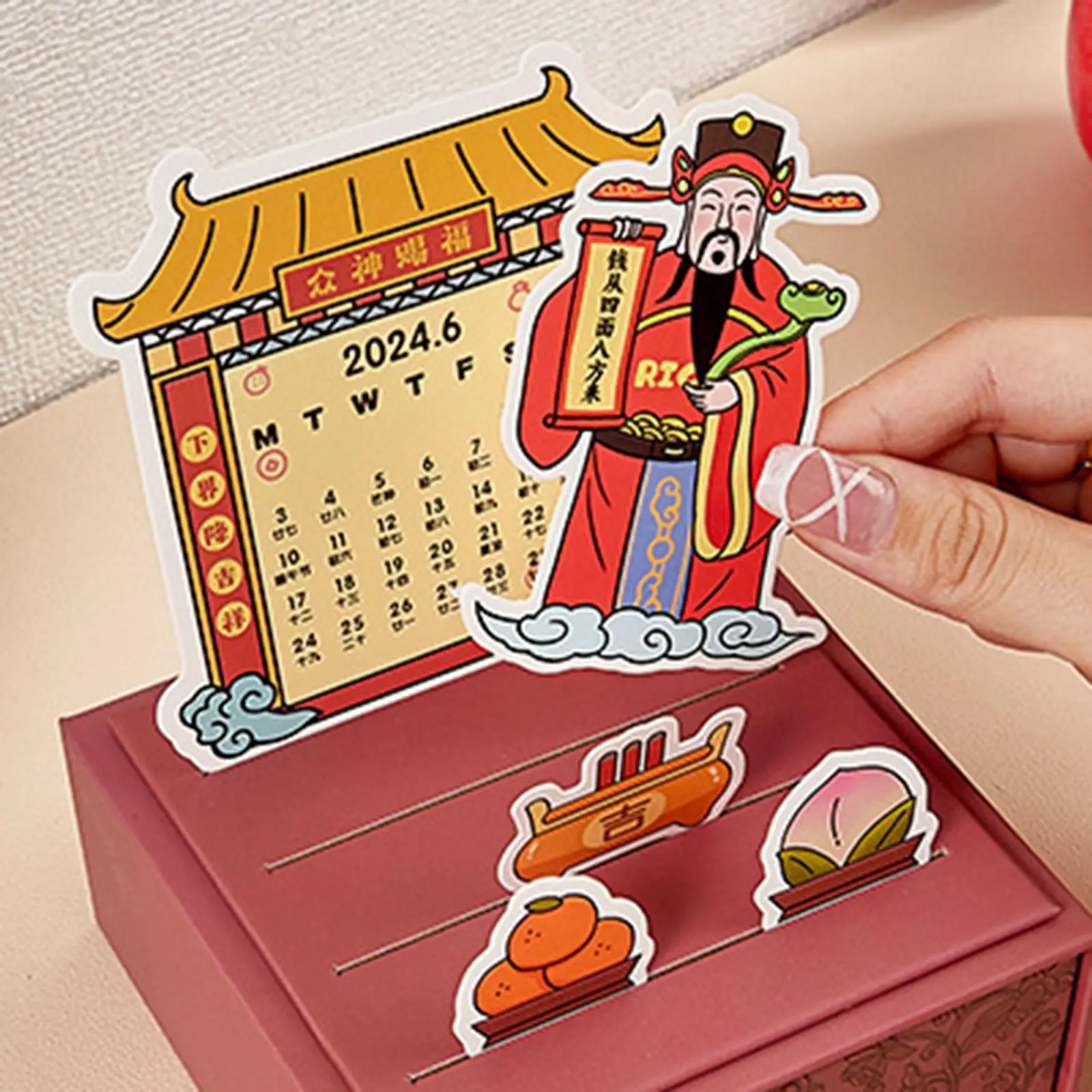 Creative DIY Calendar Drawer Calendar Desktop Decor Durable Novelty Desk Calendar Chinese New Year Calendar for Restaurant