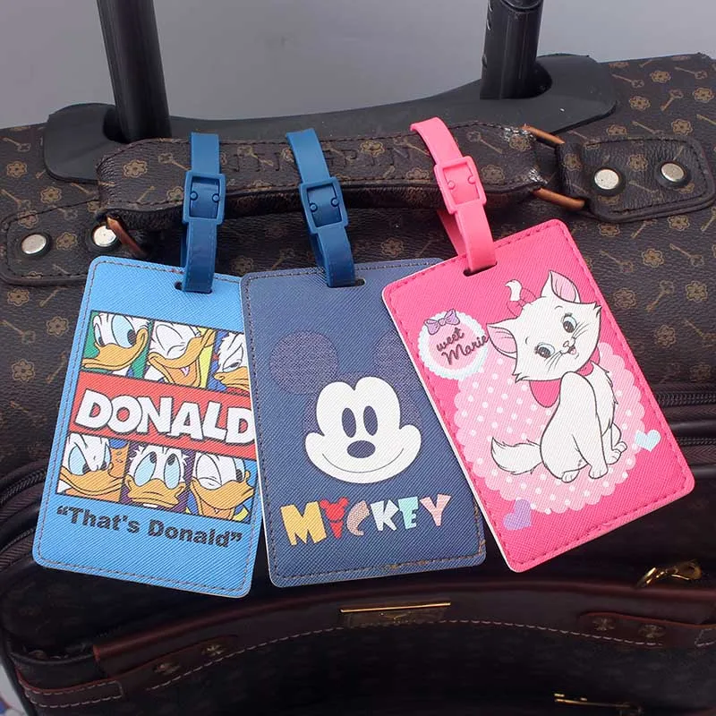 Cute Mikey & Mary Cats Travel Accessories Luggage Tag PU Suitcase ID Addres Holder Baggage Boarding Tag Portable Label