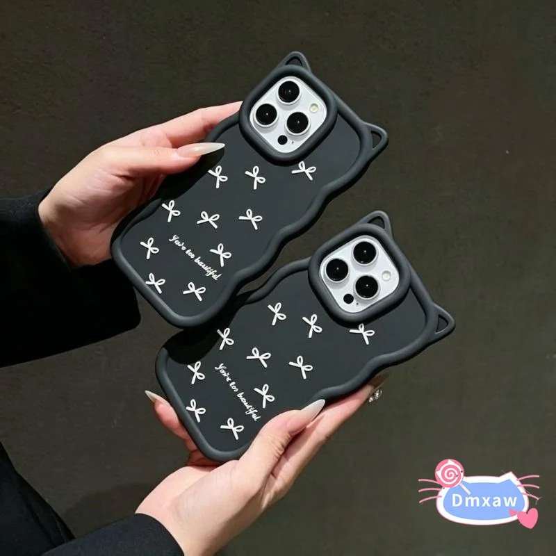 ins Style Bow Tie Case For Samsung Galaxy A73 A57 A56 A55 M55 A54 A53 A52S A51 A50S A42 J7 Prime Pro S9 S8 Plus Cat Ears Cover