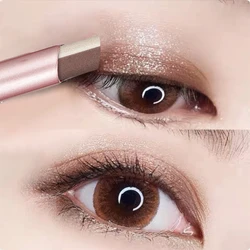 Eyeshadow Stick 2 In 1 Double Color Gradient Velvet Shadow Stick Eye Makeup Waterproof Lasting Shimmer Metallic Eyeshadow Makeup