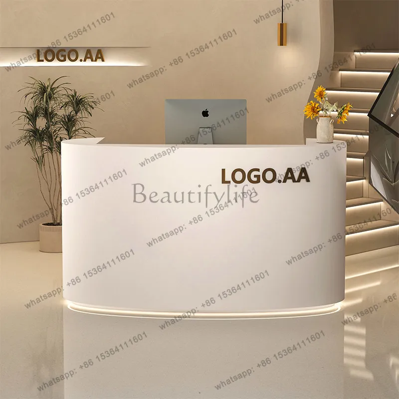 PG Light luxury beauty salon bar table reception desk clothing store checkout page counter store small simple cream style desk