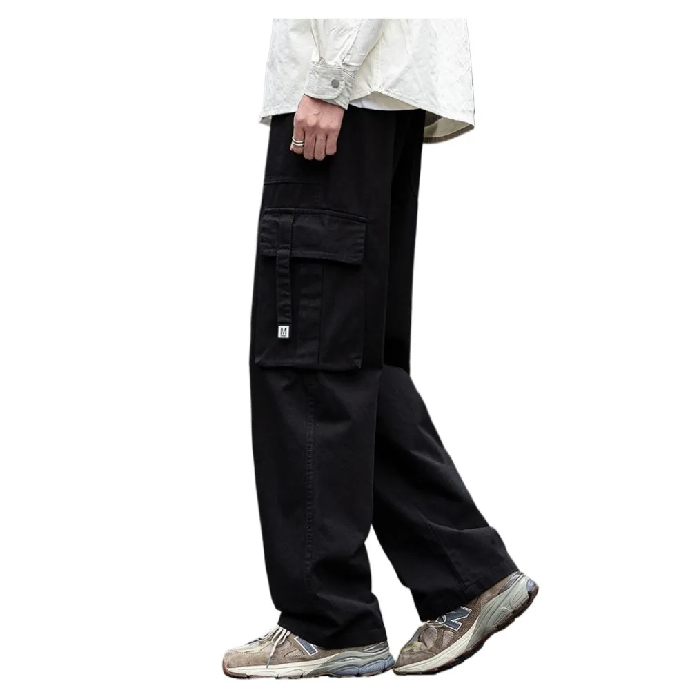 الركض البضائع القطن الشارع أزياء محايدة فضفاضة خارج السراويل الجري الصلبة مع السراويل واسعة الساقين الملابس الخريف والشتاء #6