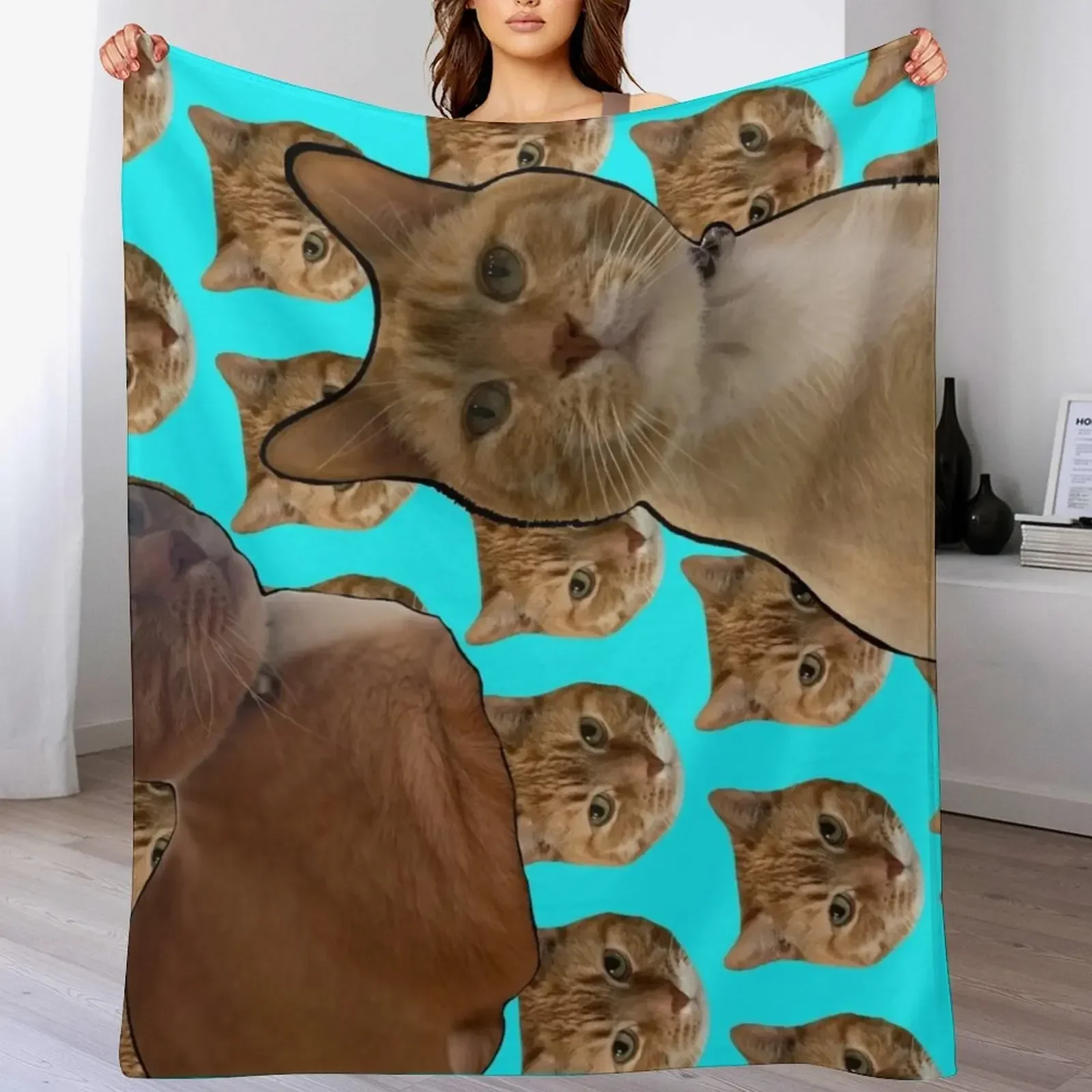 Campo de gatos de gengibre chamado Steve Throw Blanket Cama Camas macias da moda Cobertores soltos