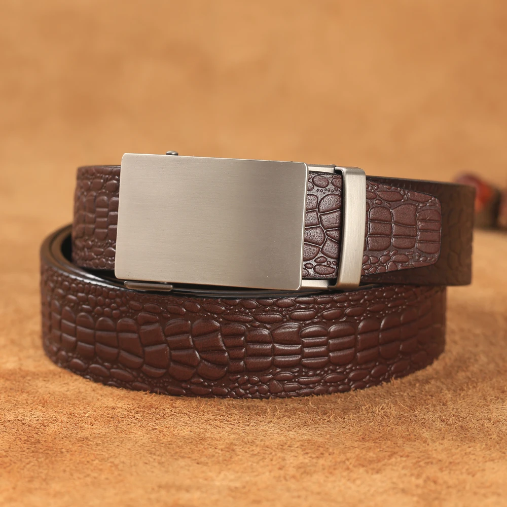 Crocodile Pattern Male Belt Luxury Brand Automatic Men Belts Cowskin Leather Waist Strap Genuine Leather Belts For Jeans