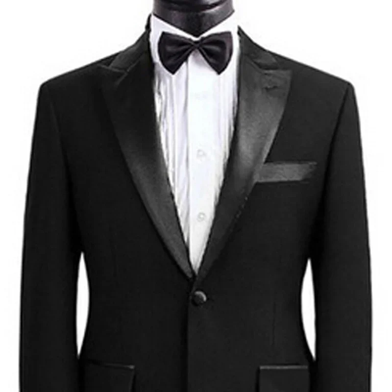 Black Formal Wedding Tuxedo For Groom 2 Piece Slim Fit Men Suits With Peaked Lapel Prom Boyfriend Man Fashion Jacket With Pants