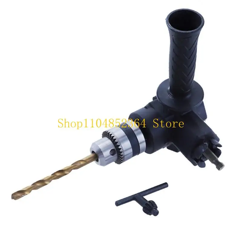 652F Three Jaw Chuck Corner Impact Drill Adapter 90° Bend Extension Chuck