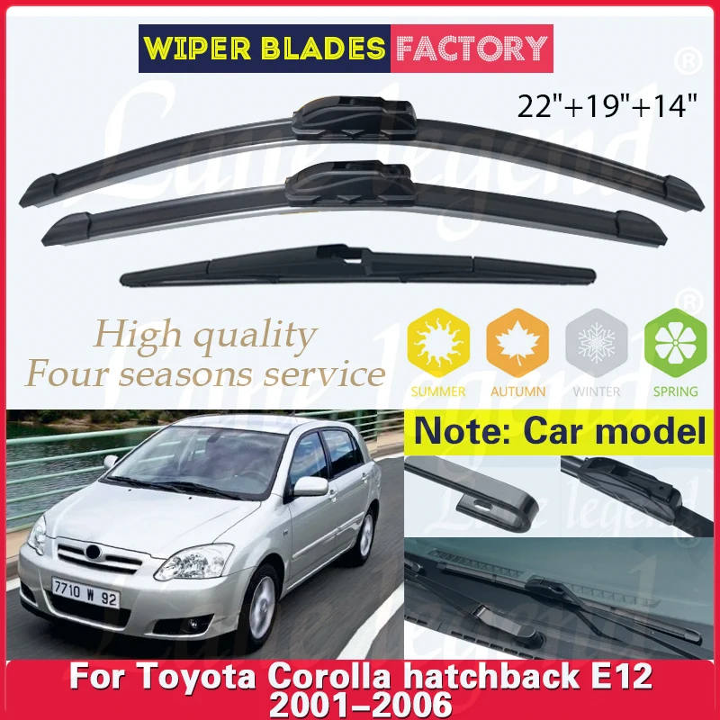 Car Wiper For Toyota Corolla hatchback E12 2001 - 2006 Front Rear Wiper Blades Windshield Windscreen Car Rain Brush 22\