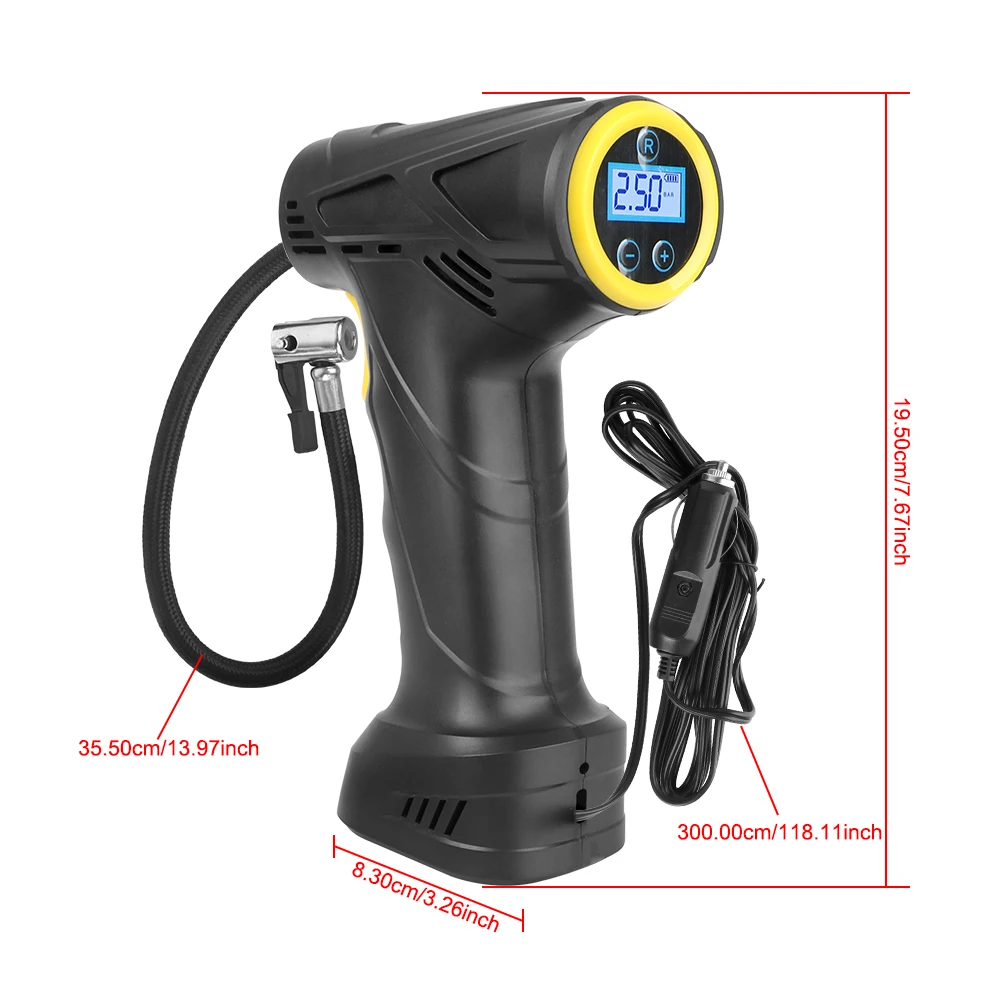 Car Air Compressor Digital Display With LED light for Car Bicycle Car Tire Inflator Wireless/Wired 120W Inflatable Pump