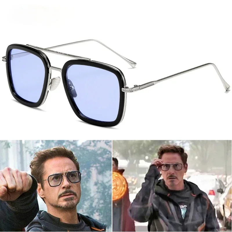 luxury Fashion Tony Stark Style for women Sunglasses Men Square Brand Design Sun Glasses Oculos Retro male iron Man oculos de