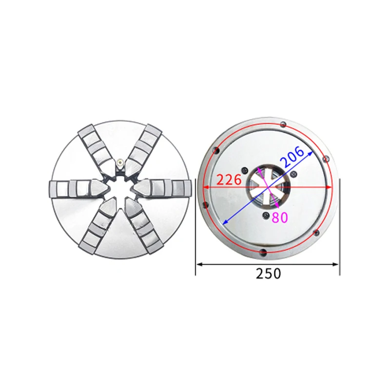 

SANOU K13-250 CNC 6 Jaw Self-centering Chuck For Mini Lathe Manual Chuck