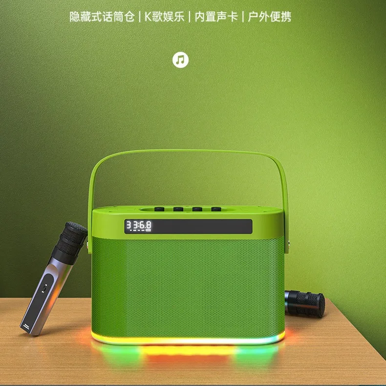 All-in-one singing speaker, wireless microphone, Bluetooth speaker with microphone, home outdoor camping artifact