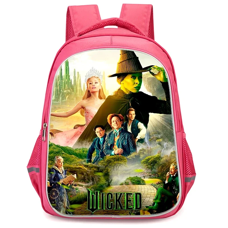 16-inch W-Wicked Child School Bags with Double Zipper Pocket,Cartoon Backpack for Girls,Durable Kids Bags for Pupil Students