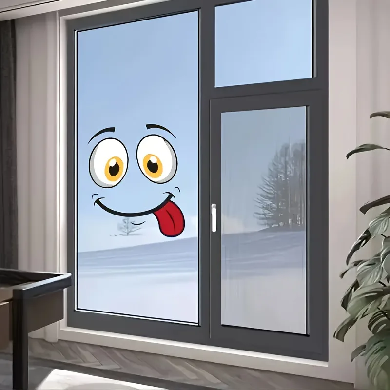 Cartoon Kids Smiling Face Vinyl Rubbish Bin Stickers Funny Home Decoration for Outdoor Room Wall Door Window Toilet Fridge Car