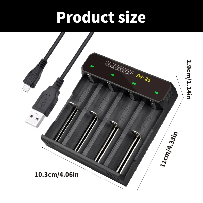 18650 배터리 충전기 USB 입력 18650 26650 21700 18350 26700 26500 25500 14650 14500 배터리 강력한 호환성