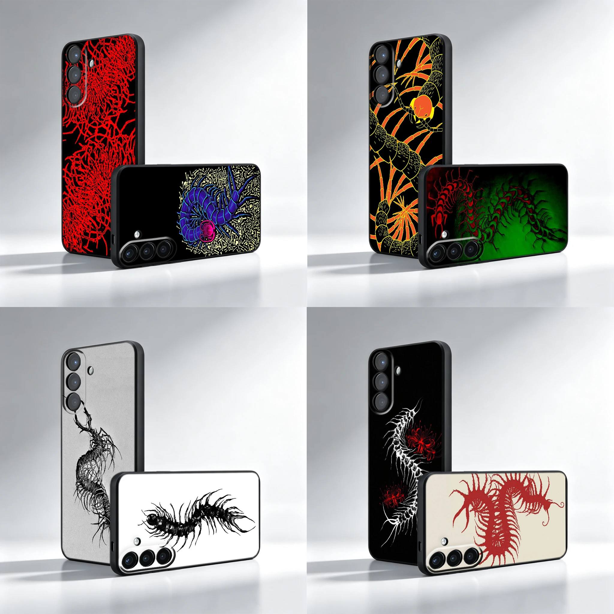 Ins Red Centipede Art Phone Case For Samsung A53 A52S A33 A32 A23 A22 A13 A12 A03S A02 Note 10 20 Ultra A73 A72 M22 M32 M33 A81