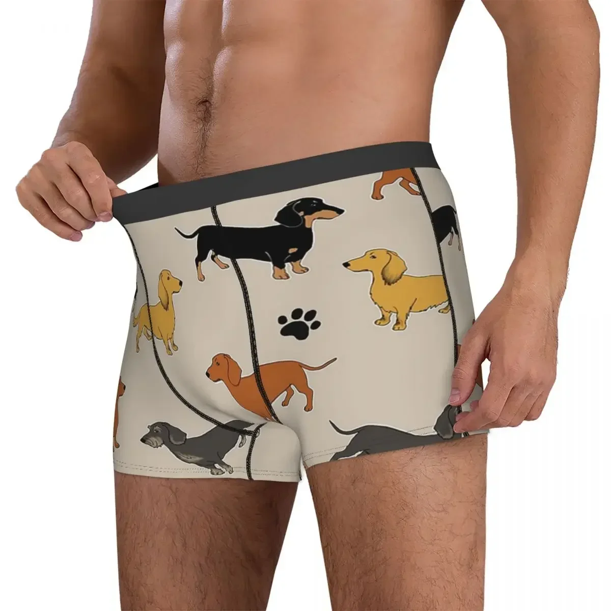 Boxer Underpants Shorts Weenie Weenies (Dachshund Sausage Dog Panties Men's Breathable Underwear for Homme Man Boyfriend Gifts