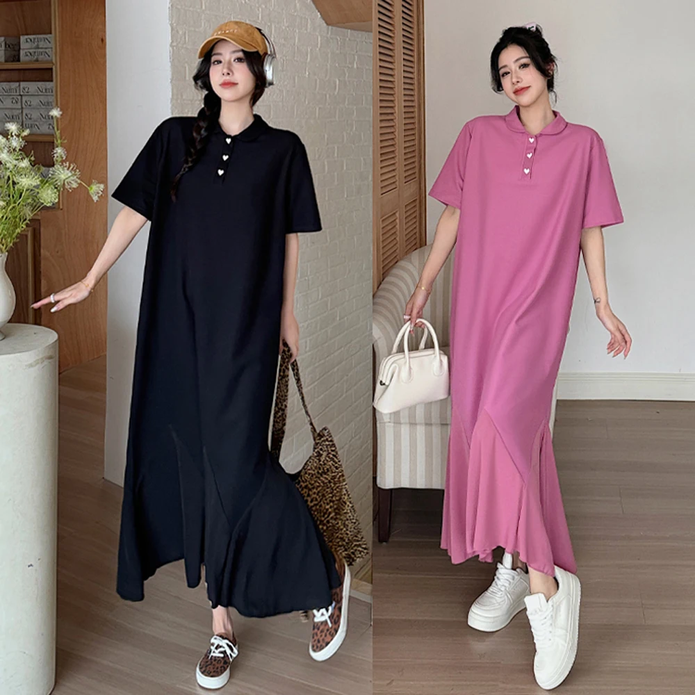 NYFS 2024 Summer New Korea Woman Dress Vestidos Robe Elbise Loose Plus Size Short Sleeve Patchwork Irregular HemLong Dresses