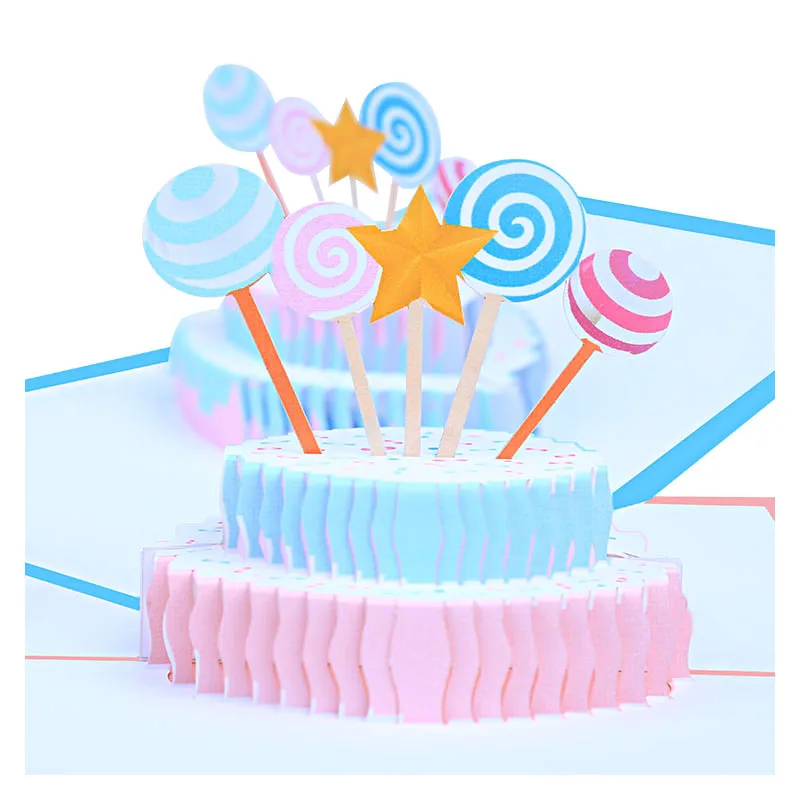 3D Pop Up Birthday Card, Candy Cake, Boy, Girl, Friend, Girlfriend, Party Invitation Greeting Card, Anniversary Gifts