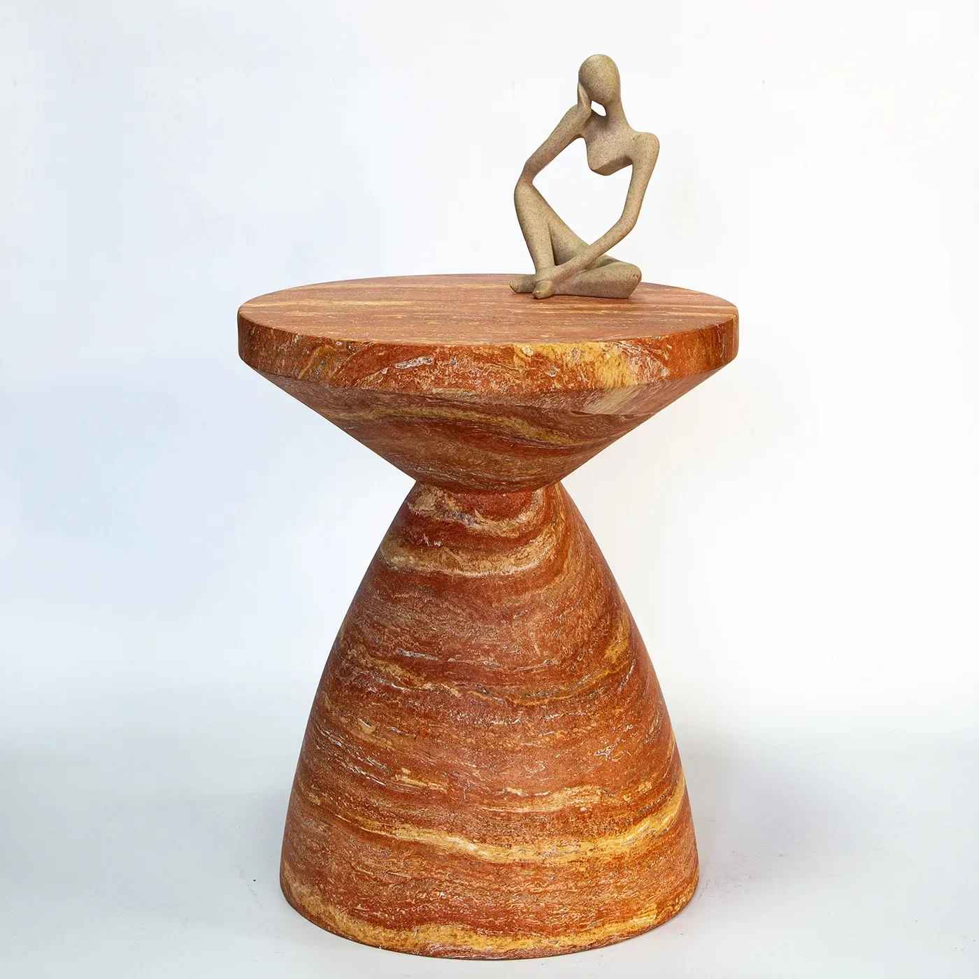 Wabi Sand Wind Imitation Red Travertine Edge Design B & B Hotel Small Round Table Living Room