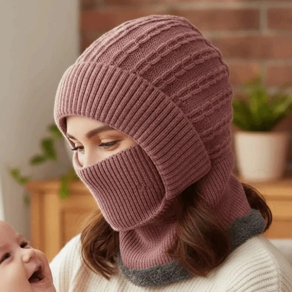 

Gift for Mom Warmer Hooded Neck Cap Windproof Elastic Fleece Balaclava Hat Solid Color Ear Protection Winter Pullover Cap Hiking