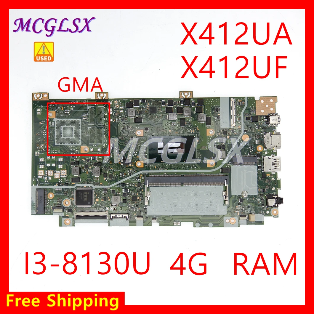 

Материнская плата X412UA X412UA для ASUS X412UA X412U X412UB F412U J412U A412U, материнская плата для ноутбука I3-8130U, процессор 4G/RAM, б/у