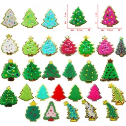 1PC Christmas Tree Patches Iron on Chenille Gold Glitter Sticker Sew-on Patch Embroidered Clothing Pathes Bag Accessories