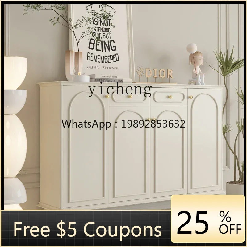 

American light luxury shoe cabinet, household door porch cabinet integrated large capacity solid wood storage multi-layer