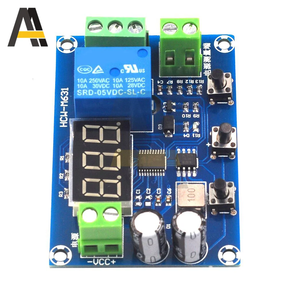 XH-M608 módulo de descarga de carga da bateria DC6-40V integrado voltímetro subtensão proteção sobretensão relé saída