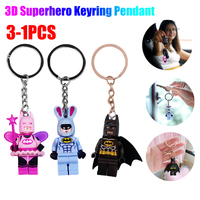 3D Fairy Superhero Creative Building Blocks Keyring Pendant Cartoon Anime Character Keychain Toy Children's Surprise Gift Toys