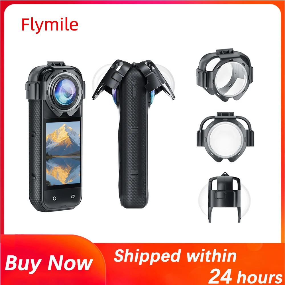 

Flymile защита объектива для панорамной камеры Insta360 X5, защелкивающаяся противотуманная защита, закаленное стекло высокой твердости, аксессуары X5