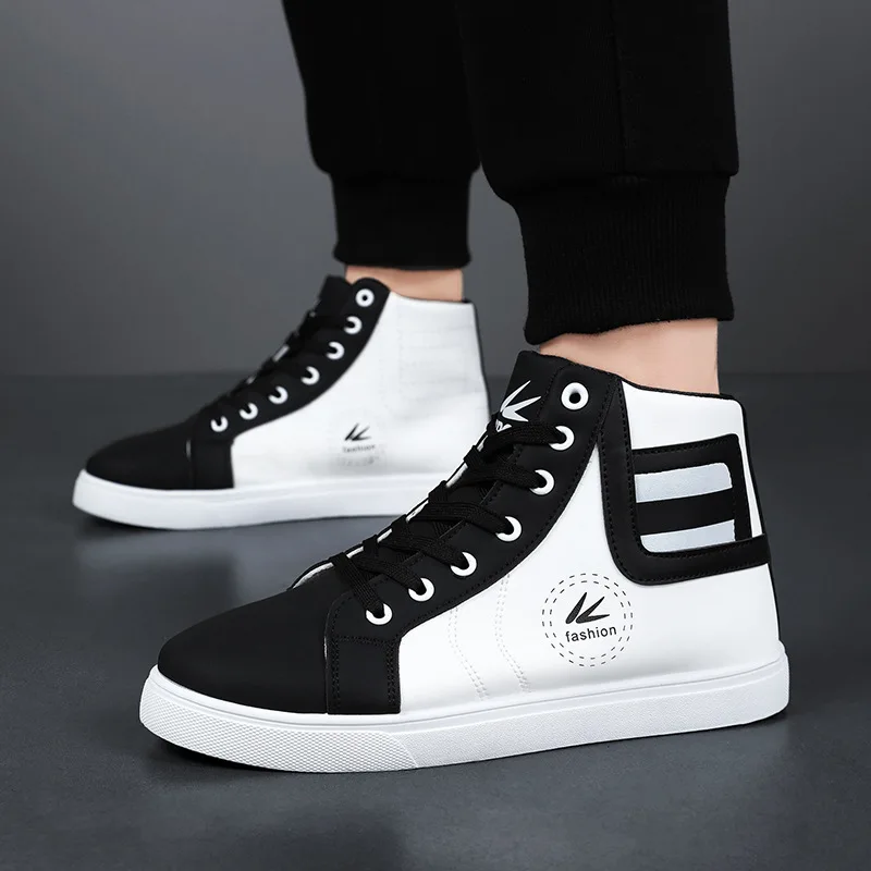 Men's Sneakers High-top Casual Shoes Fashion Men's Skateboard Shoes Big Size Flat Footwear Brand Designer Hip Hop Walking Shoes