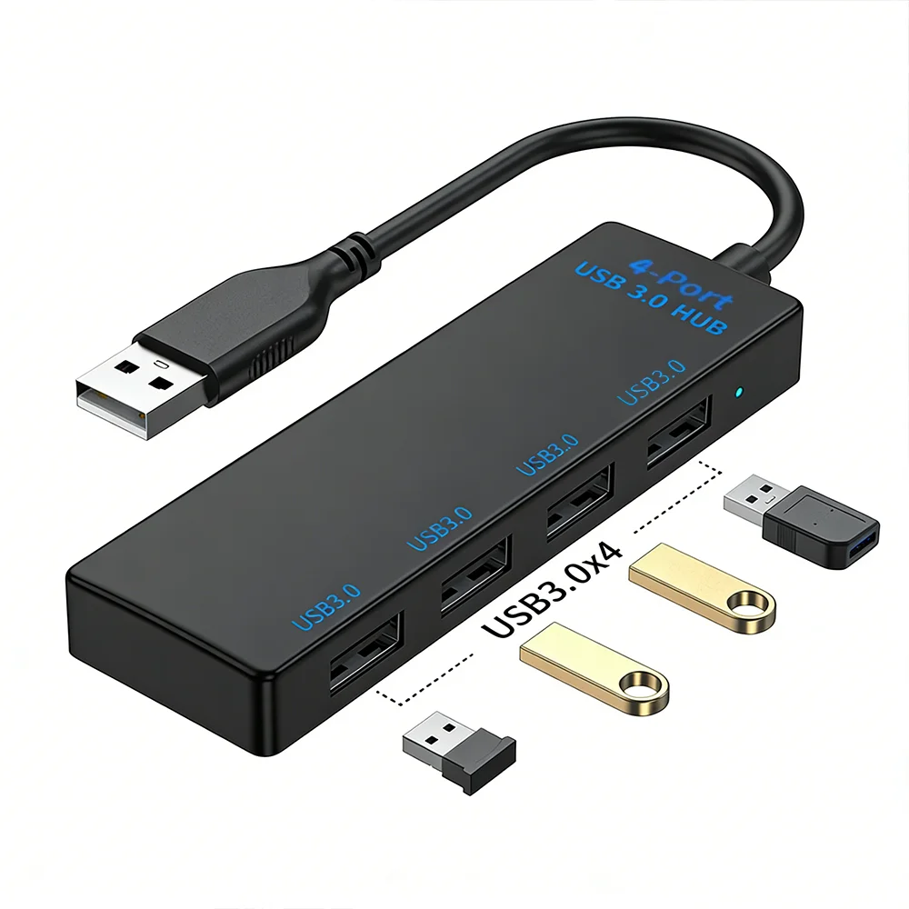 

USB-хаб Type-C на 4 порта USB 3.0, 5 Гбит/с, для быстрой передачи данных, портативный USB-разветвитель/расширитель для ноутбуков, телефонов, ПК и периферийных устройств